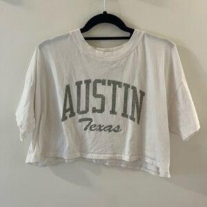 Aeropostale White Crop Boyfriend Tee
